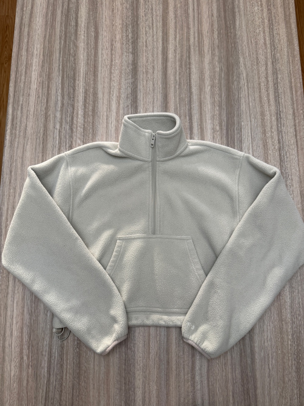 Aritzia TNA Fleece Quarter Zip Jacket Size XX-Small in Cream